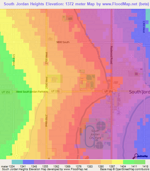 South Jordan Heights,US Elevation Map