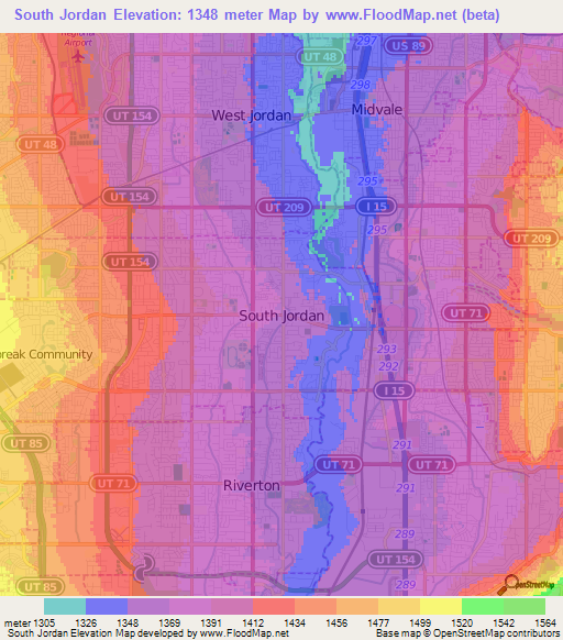 South Jordan,US Elevation Map