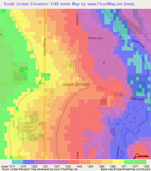 South Jordan,US Elevation Map