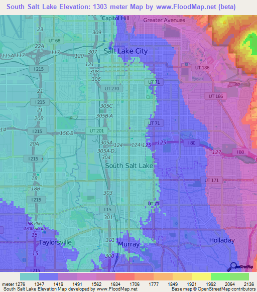 South Salt Lake,US Elevation Map