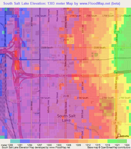 South Salt Lake,US Elevation Map