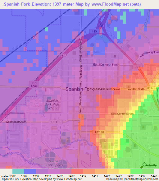 Spanish Fork,US Elevation Map