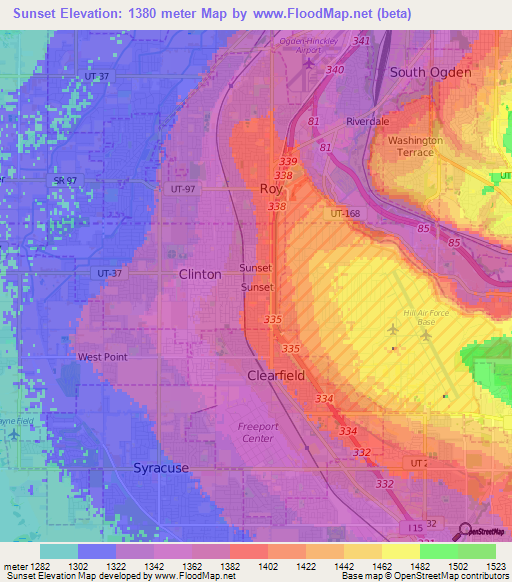 Sunset,US Elevation Map