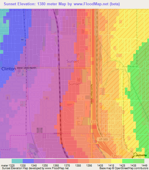 Sunset,US Elevation Map