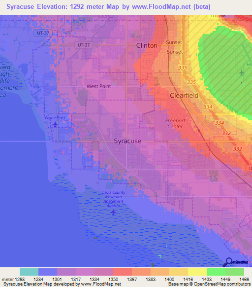 Syracuse,US Elevation Map