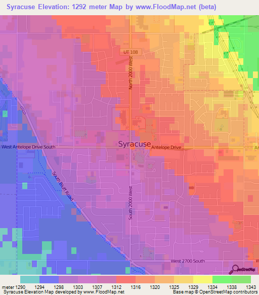 Syracuse,US Elevation Map