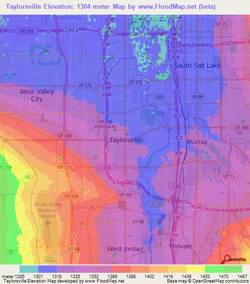 Taylorsville,US Elevation Map