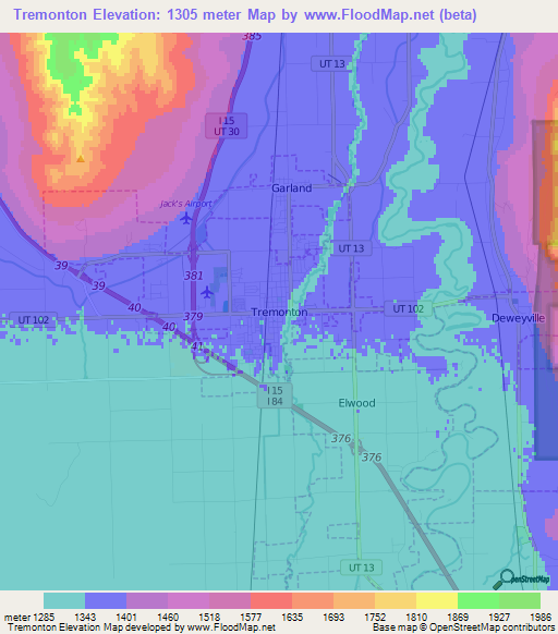 Tremonton,US Elevation Map