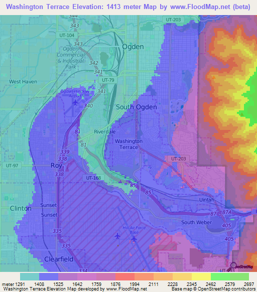 Washington Terrace,US Elevation Map