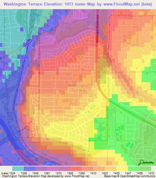 Washington Terrace,US Elevation Map