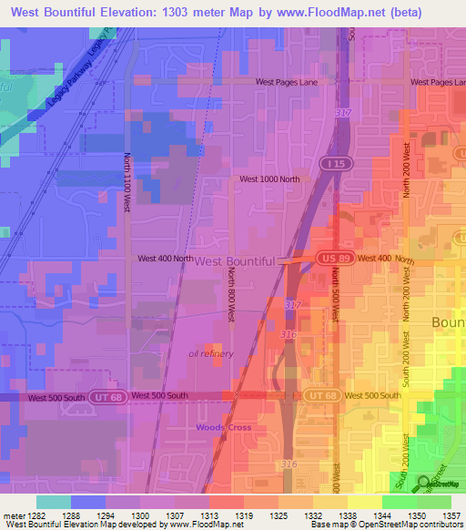 West Bountiful,US Elevation Map