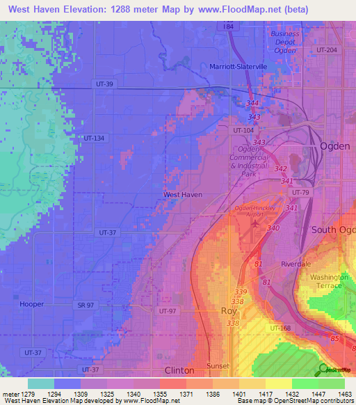 West Haven,US Elevation Map