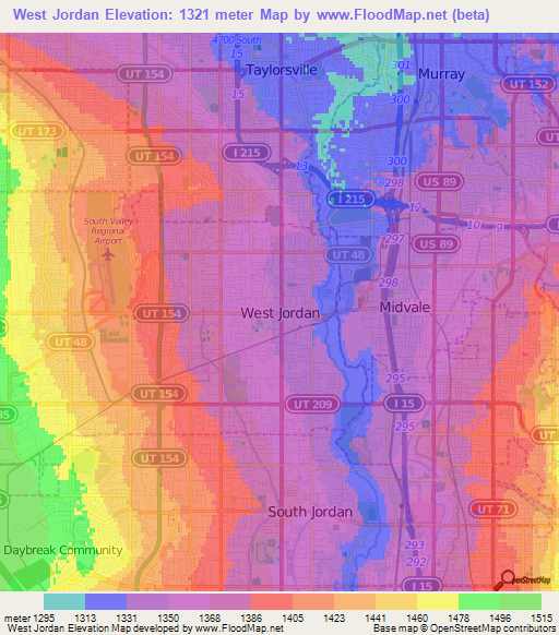 West Jordan,US Elevation Map