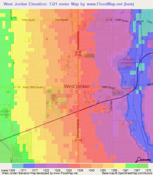 West Jordan,US Elevation Map