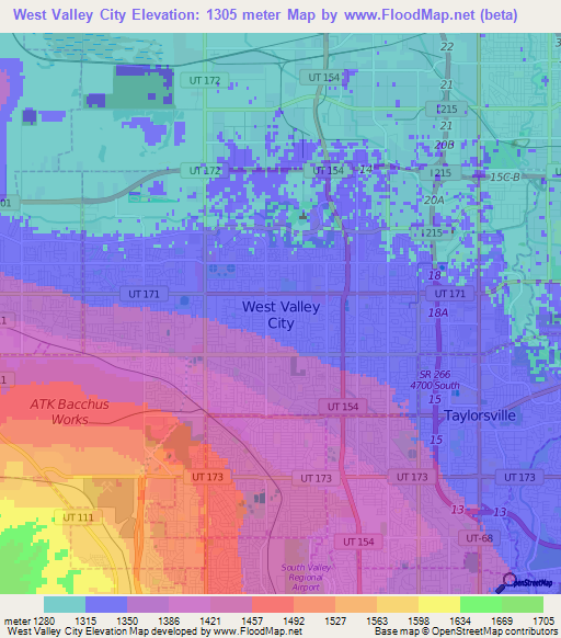 West Valley City,US Elevation Map