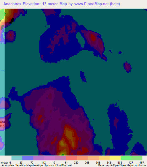 Anacortes,US Elevation Map