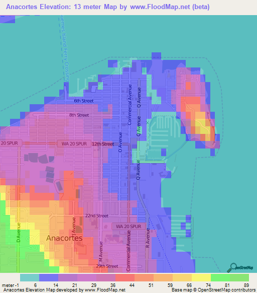 Anacortes,US Elevation Map