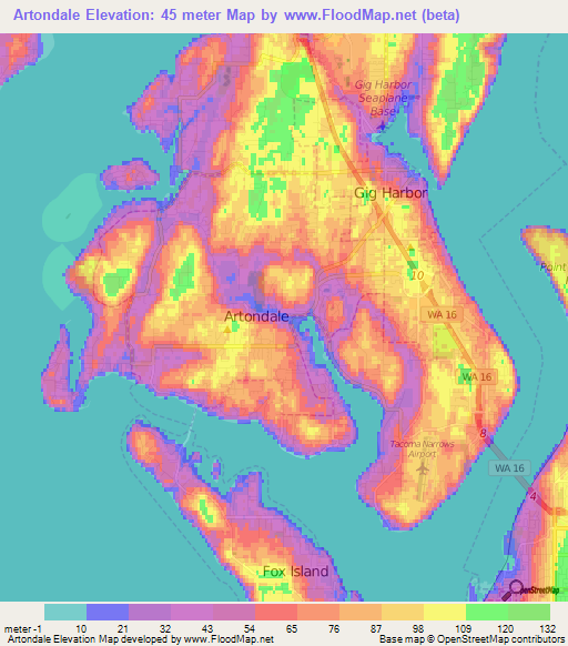 Artondale,US Elevation Map