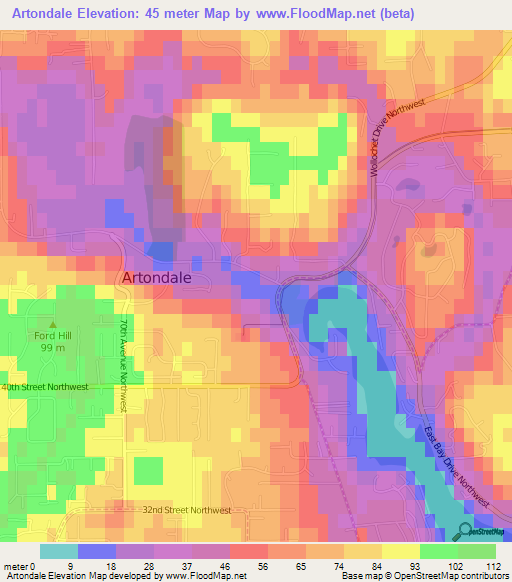 Artondale,US Elevation Map