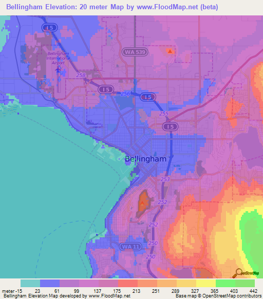 Bellingham,US Elevation Map