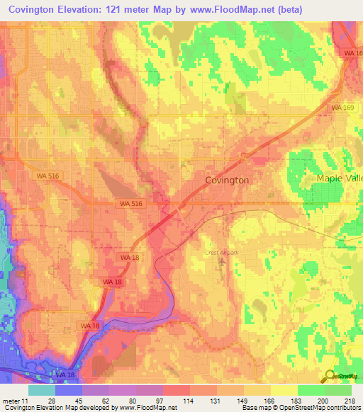 Covington,US Elevation Map