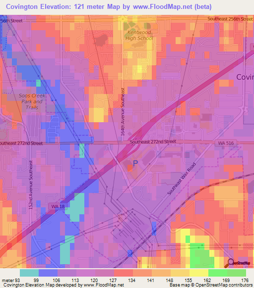 Covington,US Elevation Map