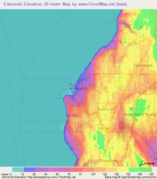 Edmonds,US Elevation Map