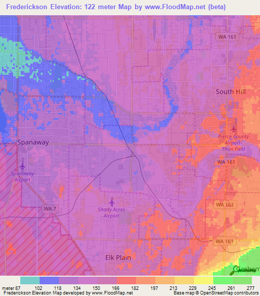 Frederickson,US Elevation Map