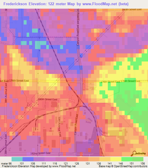 Frederickson,US Elevation Map