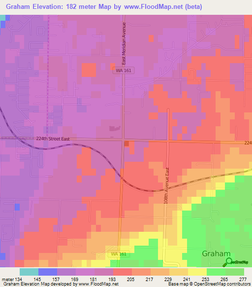 Graham,US Elevation Map