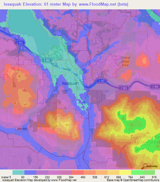 Issaquah,US Elevation Map