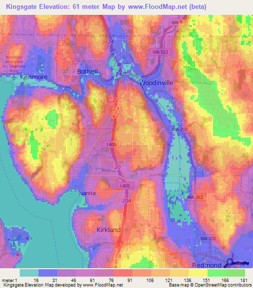 Kingsgate,US Elevation Map