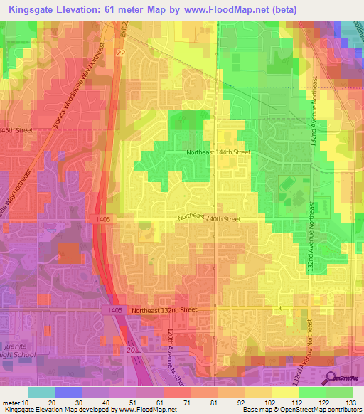 Kingsgate,US Elevation Map