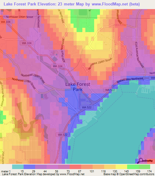 Lake Forest Park,US Elevation Map