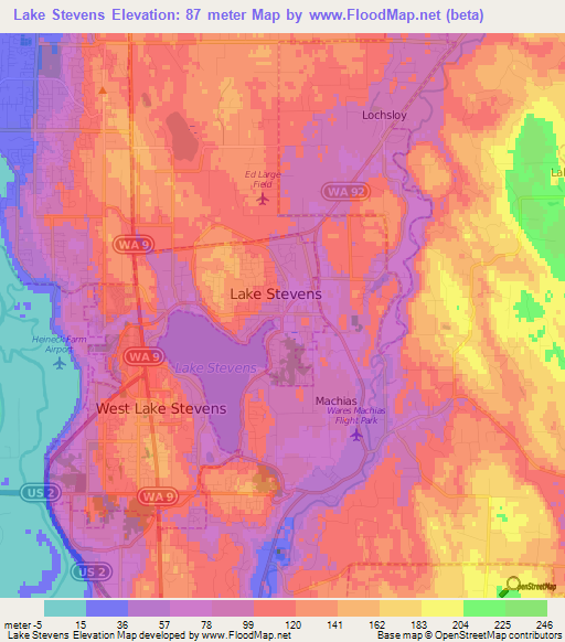 Lake Stevens,US Elevation Map