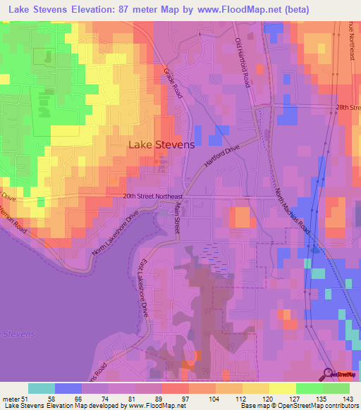 Lake Stevens,US Elevation Map