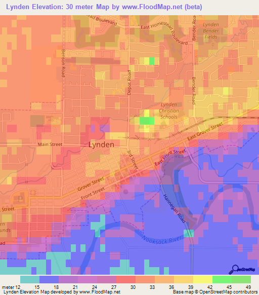 Lynden,US Elevation Map