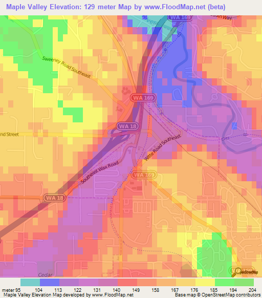 Maple Valley,US Elevation Map