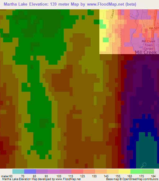 Martha Lake,US Elevation Map