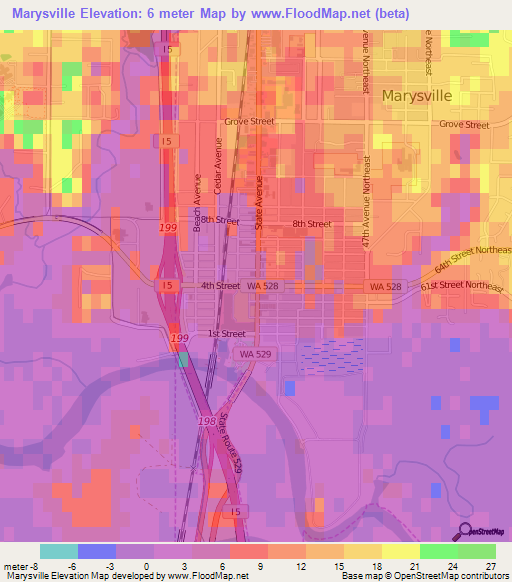 Marysville,US Elevation Map