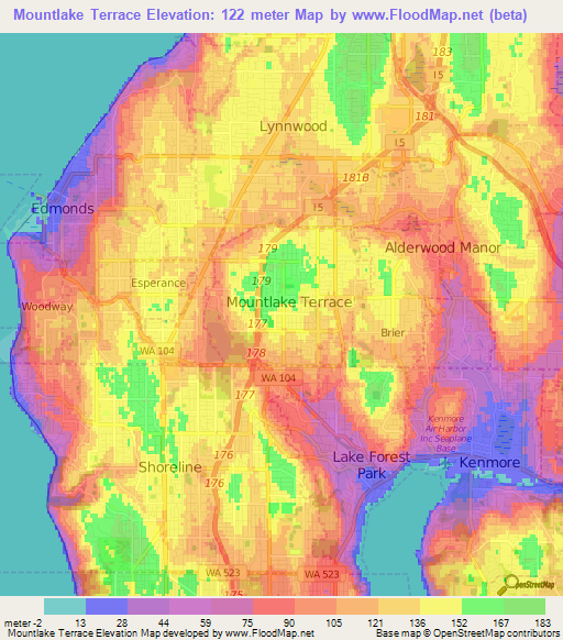 Mountlake Terrace,US Elevation Map