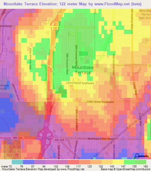 Mountlake Terrace,US Elevation Map