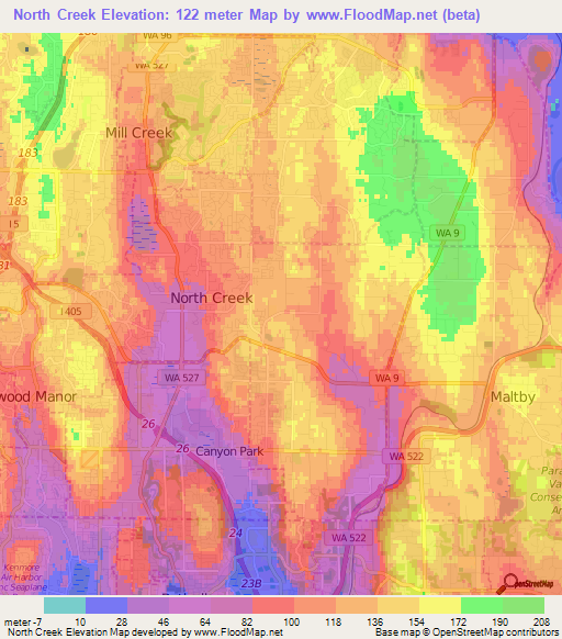 North Creek,US Elevation Map