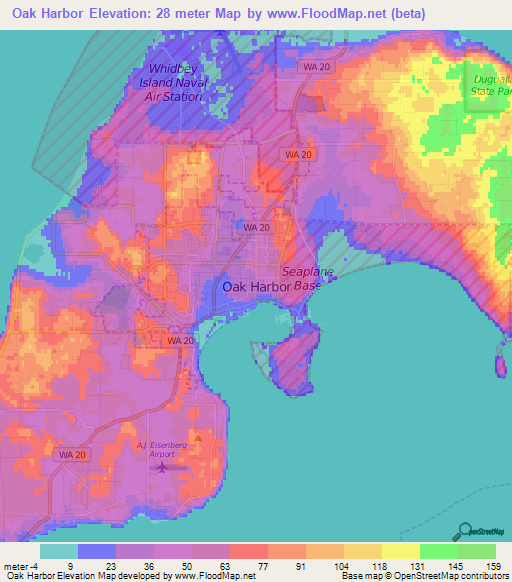 Oak Harbor,US Elevation Map