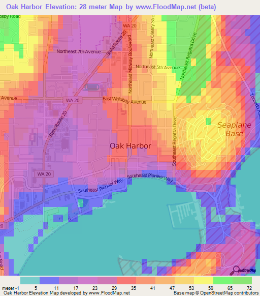 Oak Harbor,US Elevation Map