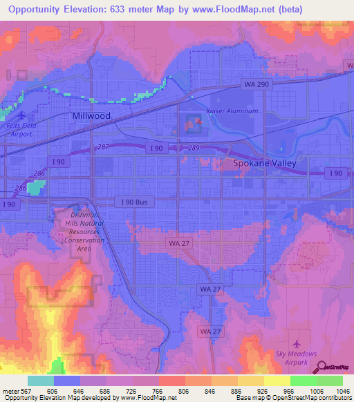 Opportunity,US Elevation Map