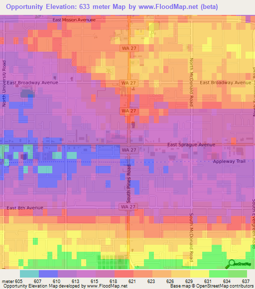 Opportunity,US Elevation Map