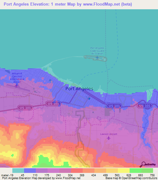 Port Angeles,US Elevation Map