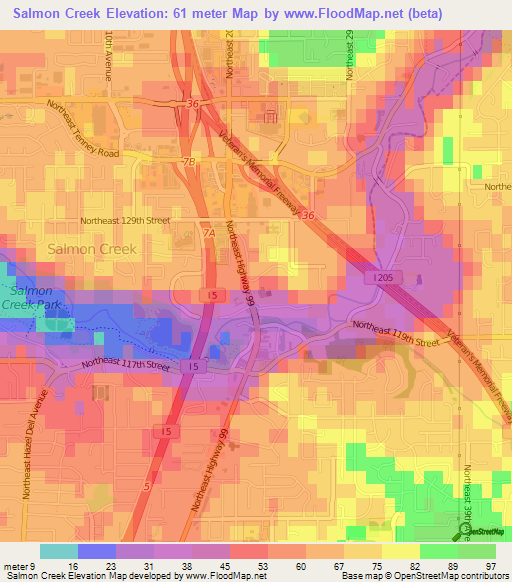 Salmon Creek,US Elevation Map