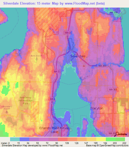 Silverdale,US Elevation Map